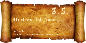 Bierbaum Sándor névjegykártya
